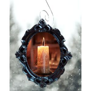 Black Flame Candle Holiday Ornament Spooky Christmas Horror Decor Hocus Pocus